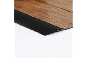 DAILISEN 9.84ft Vinyl Self Adhesive Overlap Threshold Reducer,Flooring Tile Laminate Border Transition Strip,Flat Carpet Rug Edging Strips, Fluted Saddle,Flexible Molding Trim,Stair Edging Black