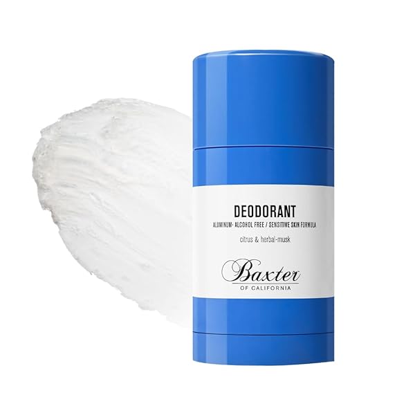 BAXTER OF CALIFORNIA ALUMINUM AND ALCOHOL FREE DEODORANT, PROTECTS FROM DEODORANT STAINS, DETOXIFIES AND CONDITIONS SENSITIVE SKIN, CLEAR STICK, CITRUS AND HERBAL-MUSK ESSENCE