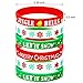 Jovitec 48 Pieces Christmas Silicone Bracelets Wristbands Rubber Silicone Xmas Rubber Bracelet Merry Xmas Patterns for Christmas Party Favor Decoration