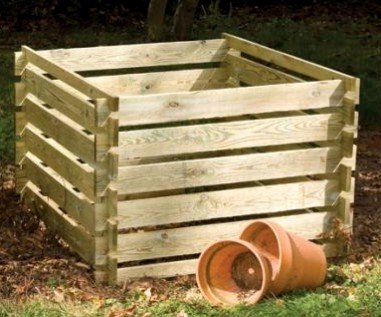 Hinged Lid Wooden Garden Compost Bin Wood Beehive Waste 