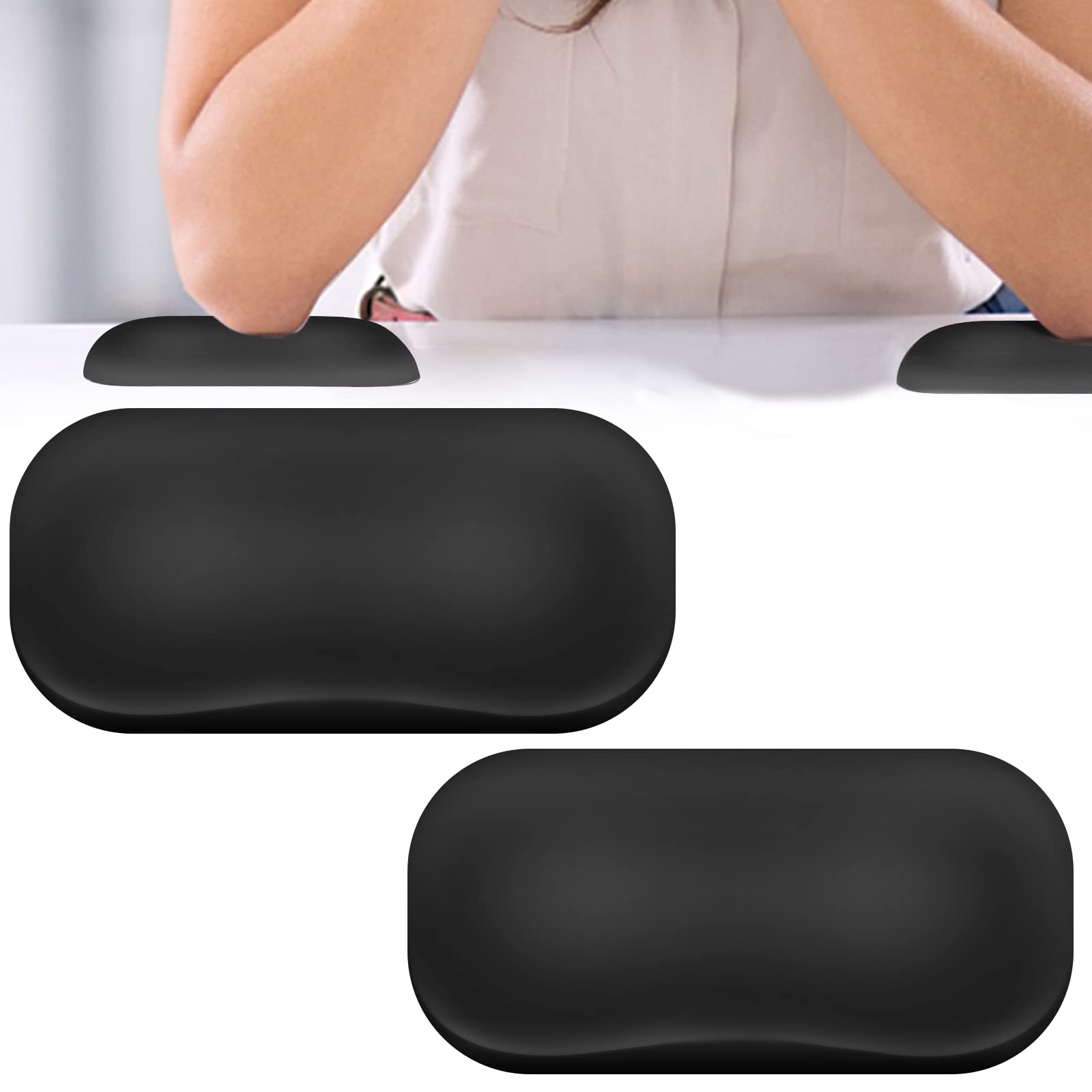 EBANKU 2-in-1 Nail Arm Rest Pads - Elbow Rest & Wrist Support Cushion for Desk, Tech, Gaming (Black)