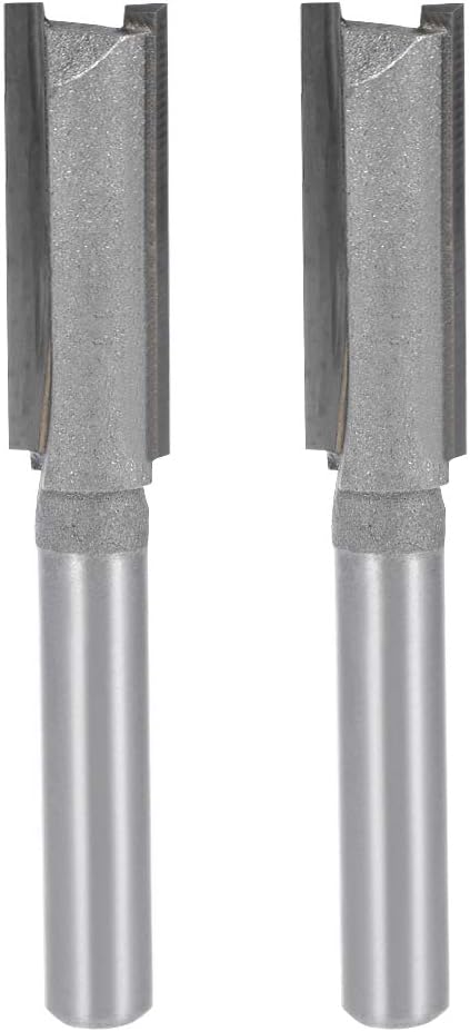sourcing map Router Bit 1/4 inches Shank 3/8 inches Cutting Dia 2 Straight Flutes Carbide for Woodworking Carpentry Milling Cutter Tool 2 Pieces
