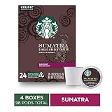 Starbucks Sumatra Dark Roast Single Cup Coffee for Keurig Brewers, 4 Boxes of 24 | Great Holiday Gift for Coffee Lovers