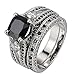FENDINA Womens Luxurious 18K White Gold Plated Wedding Engagement Rings Princess Cut 2.5ct Created Black Diamond Solitaire Anniversary Promise Rings Set, 8