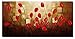 Wieco Art Extra Large Budding Flowers Modern Wrapped 100% Hand Painted Contemporary Abstract Red Floral Oil Paintings Artwork on Canvas Wall Art for Living Room Bedroom Home Decorations