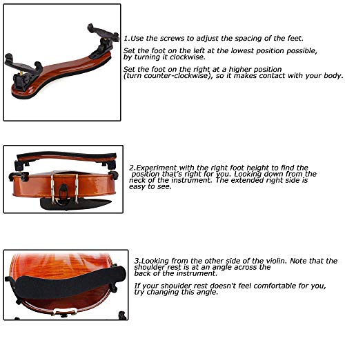ACCOCO Imitation Wood Grain Violin Shoulder Rest with Collapsible for 3/4 4/4 Violin Fiddle and 13" 14" Viola, Including a Violin Practice Mute - Thumbnail 6