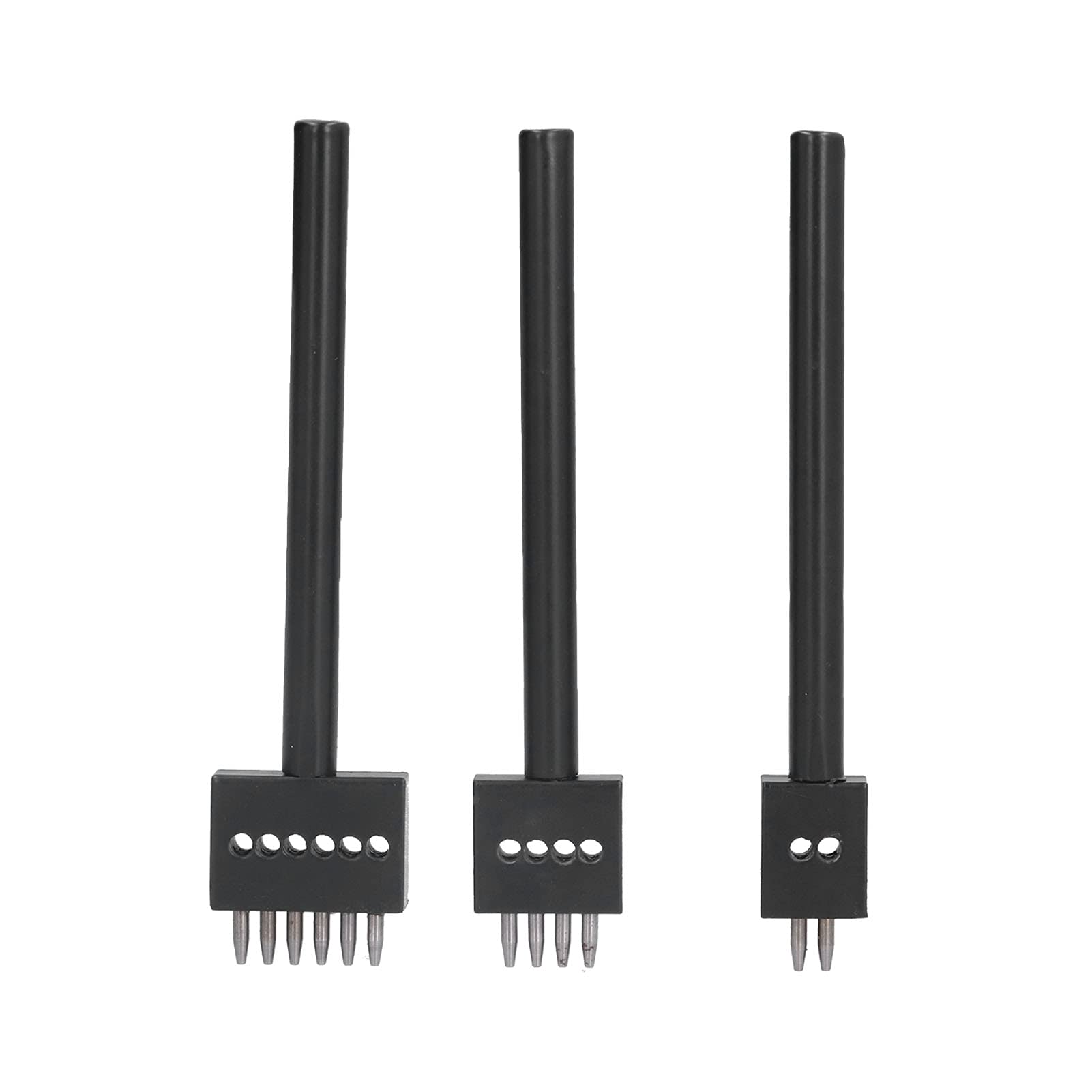 3pcs Leather Prong Punch Tool Set, 2/4/6 Carbon Steel Prong Row Circular Cut Round Hole Punch for Leather Craft(Teeth 5mm)