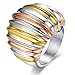 VNOX Vintage Stainless Steel Multi-Color Big Head Ring,Gold Plated,Rose Gold Plated,22mm Width,Size 6 to 9