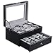 BEWISHOME Watch Case, 20-Slot Watch Box Organizer for Men Watch Case with Large Glass Lid Watch Travel Case Removable Watch Pillows, Mens Jewelry Box Watch Display Case, Watch Storage, Black SSH04B