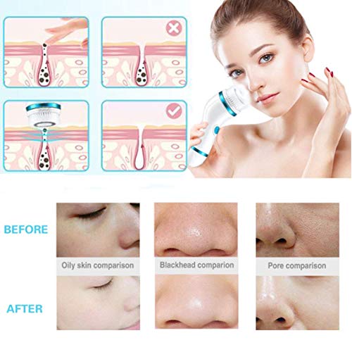 Gackoko Facial Cleansing Brush- with advance Latest Ion Technology & 4 Brush Heads for chargeable Electric Rotating Face brush -Awaken skin vitality for Deep Cleansing, Exfoliating,Blackhead (Blue-2) - Thumbnail 2