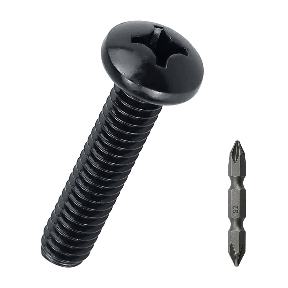 Photo 1 of #6-32 x 5/8" Stainless Pan Head Machine Screws 100 Pcs, 18-8 (304) Stainless Steel Phillips Drive Pan Head, Full Thread, Black Coated, Fayeploo (with Double End Screwdriver Bit)