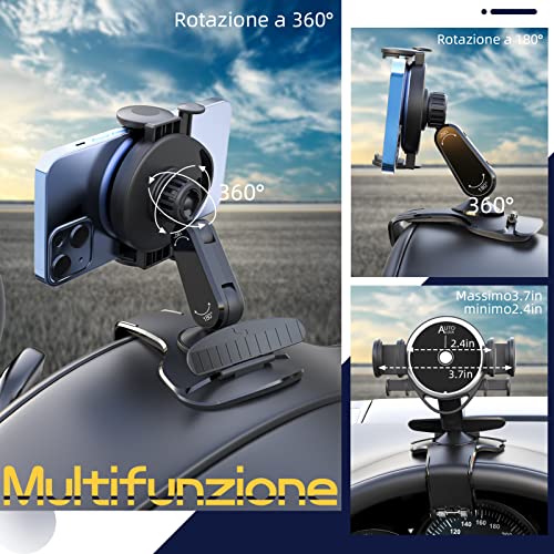 Liamostee Car Phone Holder, 360 Degrees Rotation Car Mobile Phone Holder, Universal Car Phone Holder with Spring Clip, Car Phone Holder Compatible with All Phones (New Black)