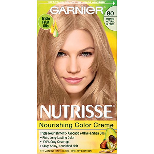 Garnier Nutrisse Nourishing Hair Color Creme, 80 Medium Natural Blonde (Butternut) (Packaging May Vary)