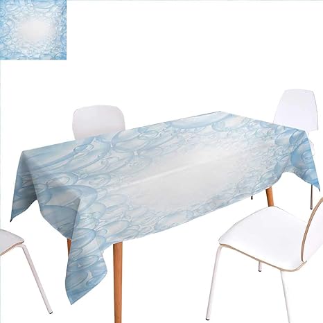 Amazon Familytaste 洗えるテーブルクロス バブルバスソープサード フローティング円形フォーム球体 水性アートワークプリント 防水テーブルクロス 50インチx80インチ ブルーとホワイト W54 X L90 テーブルクロス オンライン通販