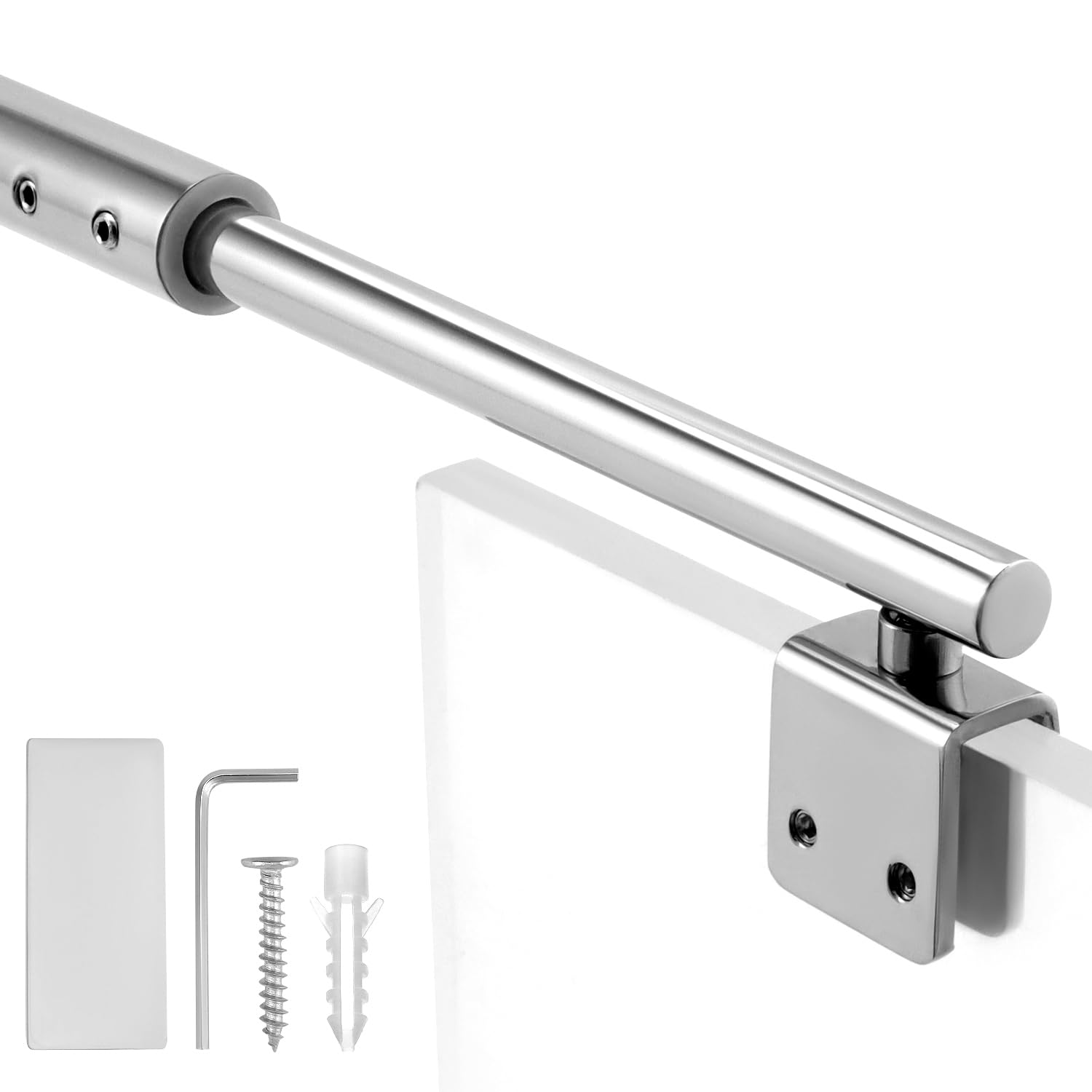 QWORK® Shower Screen Support Bar Adjustable, 700-1200mm Telescopic Support Bar Fits 8-10mm Thickness Glass, for Shower Enclosure