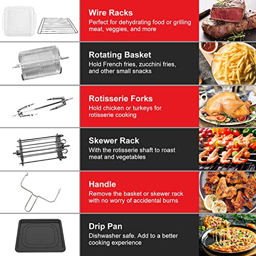 Bonsenkitchen Air Fryer Oven, 15.3QT Rotisserie Oven with Dehydrator, 7