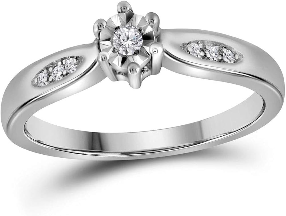 Anillo de compromiso de plata de ley para mujer, solitario de diamante