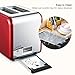 Bonsenkitchen 2 Slice Red Toaster, Extra Wide Slot 5.5''*1.4'' for Bagel, 7 Browning Settings, Defrost/Bagel/Cancel Functions, Stainless Steel Bread Toaster