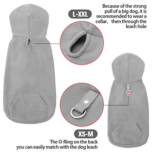 EXPAWLORER Fleece Dog Hoodies with Pocket, Cold Weather Spring Vest