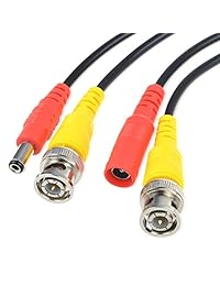 Flashmen vídeo BNC Cable de alimentación, paquete de 5 alambre de 25 ft de cables BNC Heavy Duty cámara de seguridad cámara de seguridad Cable para sistema de vigilancia CCTV DVR sistema de cámaras de seguridad Paquete de 5