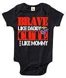 Rapunzie Brave Like Daddy Cute Like Mommy Baby Bodysuit Cute Marines Baby Clothes (0-3 Months) Black