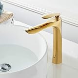 YU XIN Polished Gold Tall Counter Top Basin Mixer Tap Single Handle Brass view 2