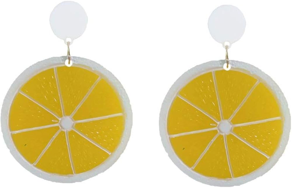 Sweet Lemon Drop Earrings Acrylic Half Slice Personality Lemon Slice Dangle Earrings Fashion Jewelry For Women Girls