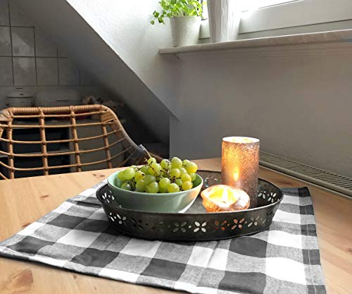 Grey Checked Napkins - Buffalo Plaid Napkins - Buffalo Check Kitchen Napkins - Cotton Plaid Napkins - Kitchen Napkins Cotton - Plaid Napkins Cotton - Grey Cloth Napkins Set of 6 (18x18), Grey & Cream