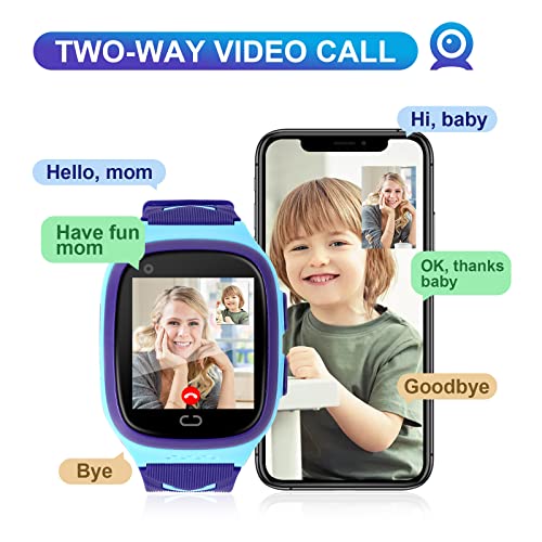 4G Kids Smart Watch GPS Tracker - Smartwatch with Two Way Call Video Calling 7 Puzzle Games Voice Chat SOS School Mode Pedometer Geo-Fence Wi-Fi Touch Screen Alarm Clock Smartwatches for Boys Girls