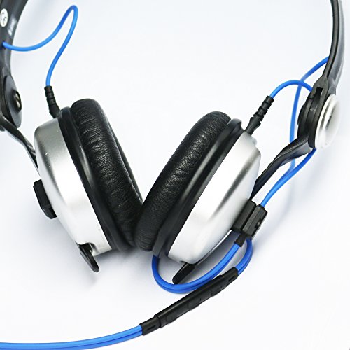 NEW NEOMUSICIA Replacement Cable Compatible with Sennheiser HD25 HD 25-1 HD25-1 II HD25-13 HD25-C Headphone, Remote Volume Control Mic Compatible with Apple iPhone iPod ipad iOS only Blue