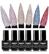 Fannyc 6 Colors Charming Glitter Gel Nail Polish Kit Shining Design Nail Art Polish Holiday Gifts...