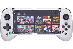 SHANWAN Mobile Game Controller for iPhone/Android with 4 Mapping Button/Joystick Can Adjust Height Phone Game Controller - PS Remote Play, Xbox Cloud, Steam Link, GeForce NOW (For iPhone&Android, White-3)