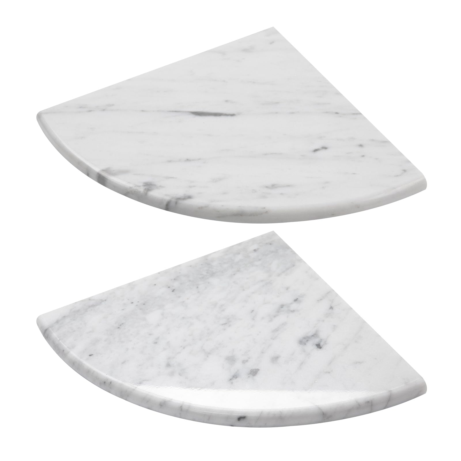 Photo 1 of Adolif Marble Corner Shower Shelf, 9 Inch Carrara White Marble Corner Shelf for Bathroom Shower Decor, Wall Mounted, Polished, 2 Pcs