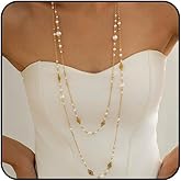 ROSASUENO Gold Long Necklaces for Women Silver Pearl Necklaces Trendy Stacking Layered Sweater Extra Choker Jewelry Gifts