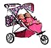 Exquisite Buggy, Twin Doll Jogger Stroller Diaper Bag a Carriage Bag 2 Free Magic Bottles Included (Fits Bitty Twins Dolls ) (Flower)