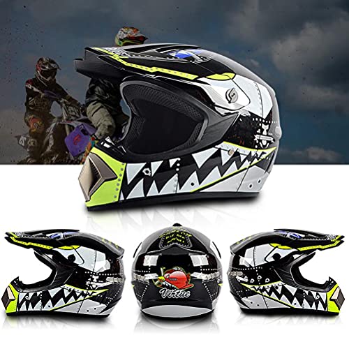 Full Face Motocross Helmet for Children and Adults Motocross Helmet Full Face Motorcycle Helmet with Protective Glasses Gloves