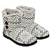 Dearfoams Womens Memory Foam Sweater Knit Bootie Slippers, L, Grey Snowflake