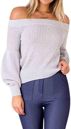 LILY ROSIE GIRL Women's Off Shoulder Knit Sweaters Casual Long Sleeve Pullover Sweater Jumper