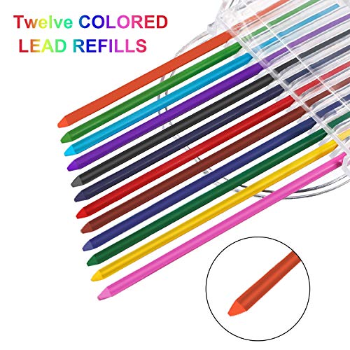 YOTINO 3 Pieces 2.0 mm Mechanical Pencil Set with 2 Cases Lead Refills, Color and Black Refills for Draft Drawing, Writing, Crafting, Art Sketching