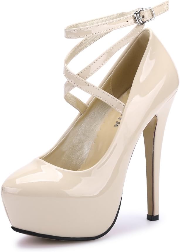 OCHENTA Women's Ankle Strap Platform Pump Party Dress High Heel