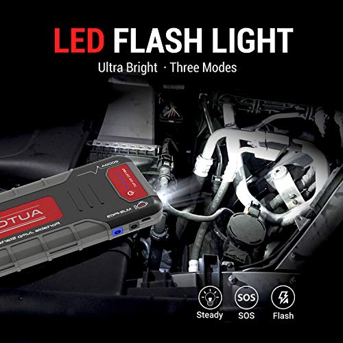 AUTOGEN 2000A Portable Car Jump Starter, 12V Lithium Battery Charger with USB Quick Charge 3.0, 74WH High Power Bank Battery Jumper Box Pack Booster for Cars Trucks SUV - Thumbnail 7