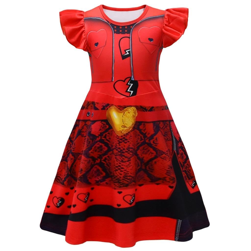 Lito Angels Rise of Princess Red of Hearts Fancy Dress Up Clothes Costume Summer Outfit for Kids Girls Size 7-8 Years