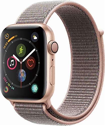 Apple Watch Series 4 (GPS only) Aluminum Case Compatible with iPhone 5s and Above (Gold Aluminum Case with Pink Sand Sport Loop, 40mm)