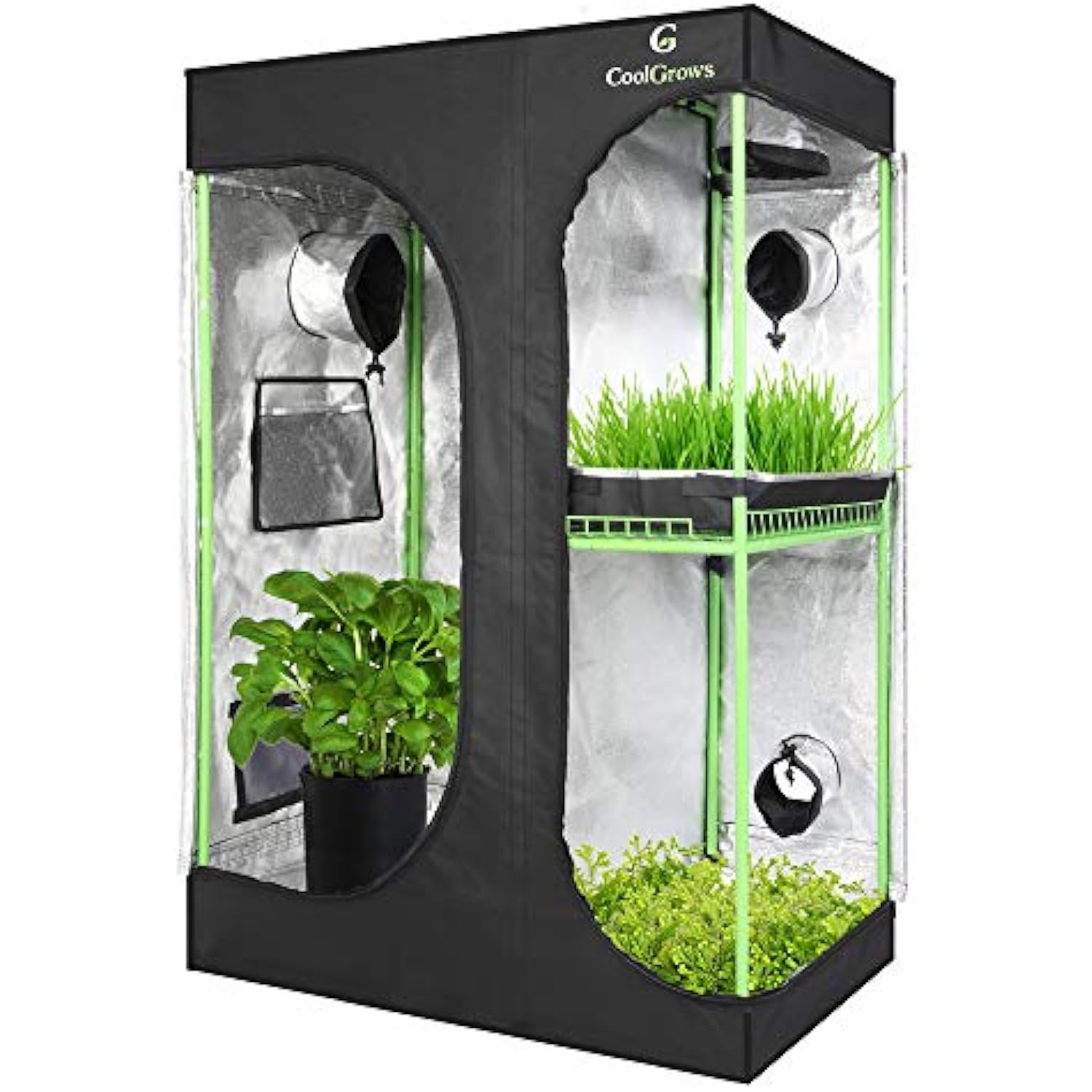 Coolgrows Upgraded 2 In 1 36 X24 X53 Mylar Hydroponic Grow Tent With Easy View Window And Floor Tray 2 X3 Tent Kit For Indoor Plant Growing