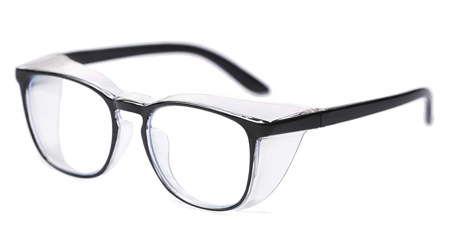 Anti Fog Safety Glasses Goggles UV400 Anti Pollen Anti Blue Windproof Replaceable Lens Eyeglasses with Side Shields, Black