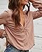 Ofenbuy Womens V Neck Lantern Long Sleeve Blouse Hollow Out Casual Summer Shirts Tops