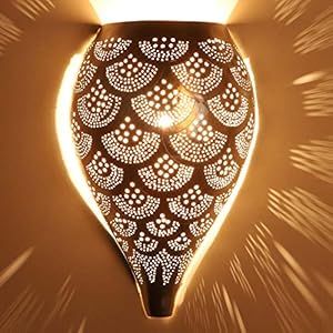 Casa Moro Marokkaanse wandlamp Farid zilver 33×20 cm (hoogte/breedte) | Echt verzilverde wandlamp van metaal | Ambachten…