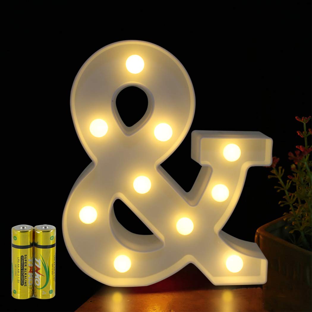 HONPHIER Letter Lights Decorative LED Alphabet Lights Marquee Decoration Light Up Sign Night Light Battery Operated for Birthday Party Wedding Receptions Holiday Bar Home Bedroom Bath Decor (&)