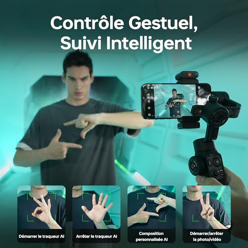 ZHIYUN Smooth-5S AI Pro[Official] Smartphone Stabilizer, Handy Gimbal 3 Axis with Tripod, AI Tracker, Charging Lights, Mobile Phone Stabilizer, for Vlog, Youtube, TikTok