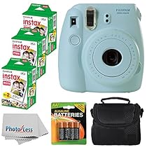 Fujifilm Instax Mini 8 Instant Film Camera (Blue) With Fujifilm Instax Mini 6 Pack Instant Film (60 Shots) + Compact Bag Case + Batteries Top Kit - International Version (No Warranty)